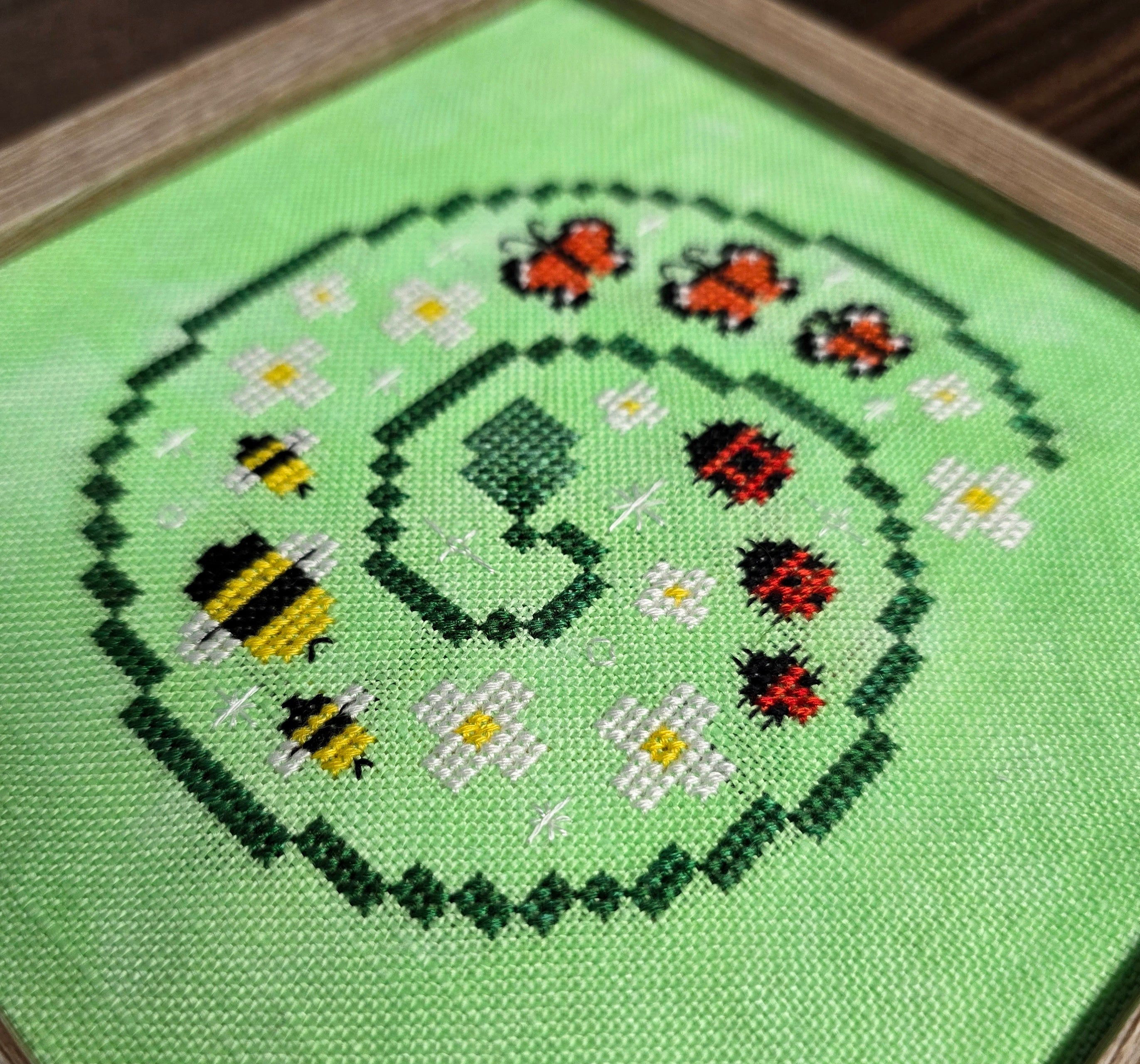 Bugs and a Bee on a Vine by Yahnina Designs
