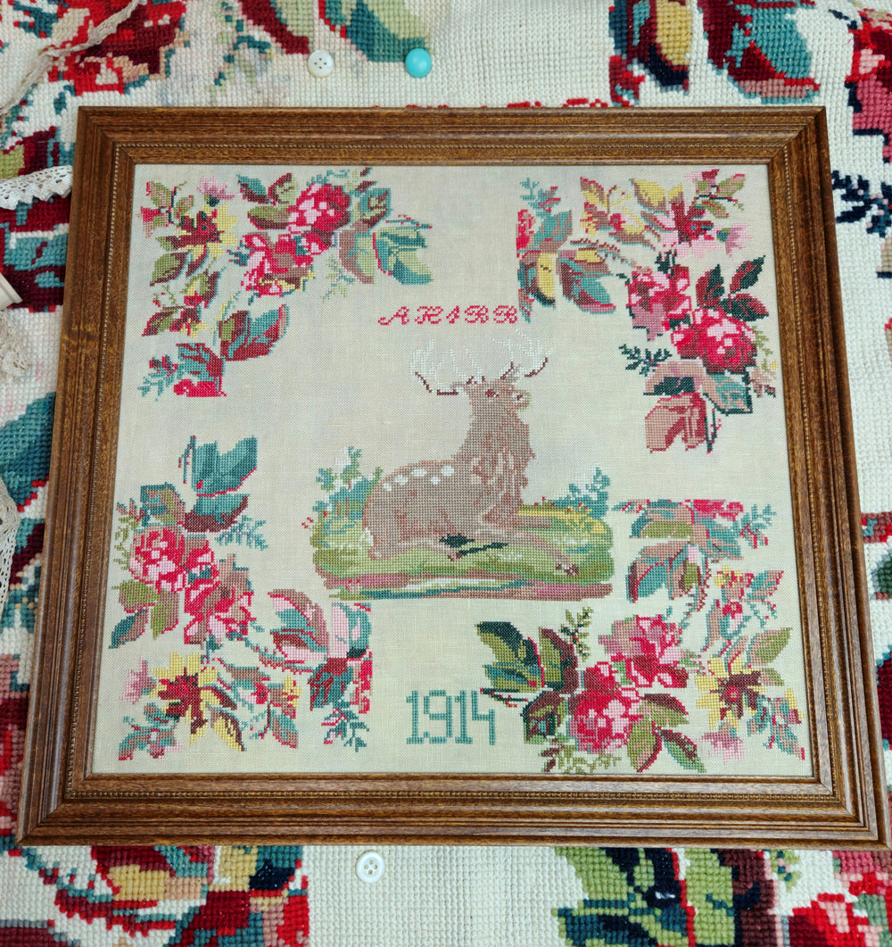 Preorder - 1914 Floral Stag by Quaint Rose NeedleArts