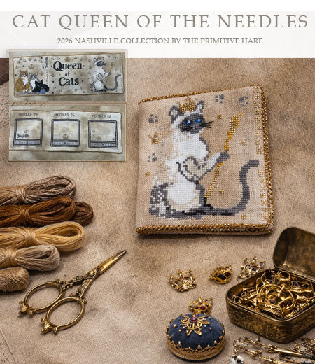 Cats Queen of the Needles - The Primitive Hare - Preorder - BeStitchMe
