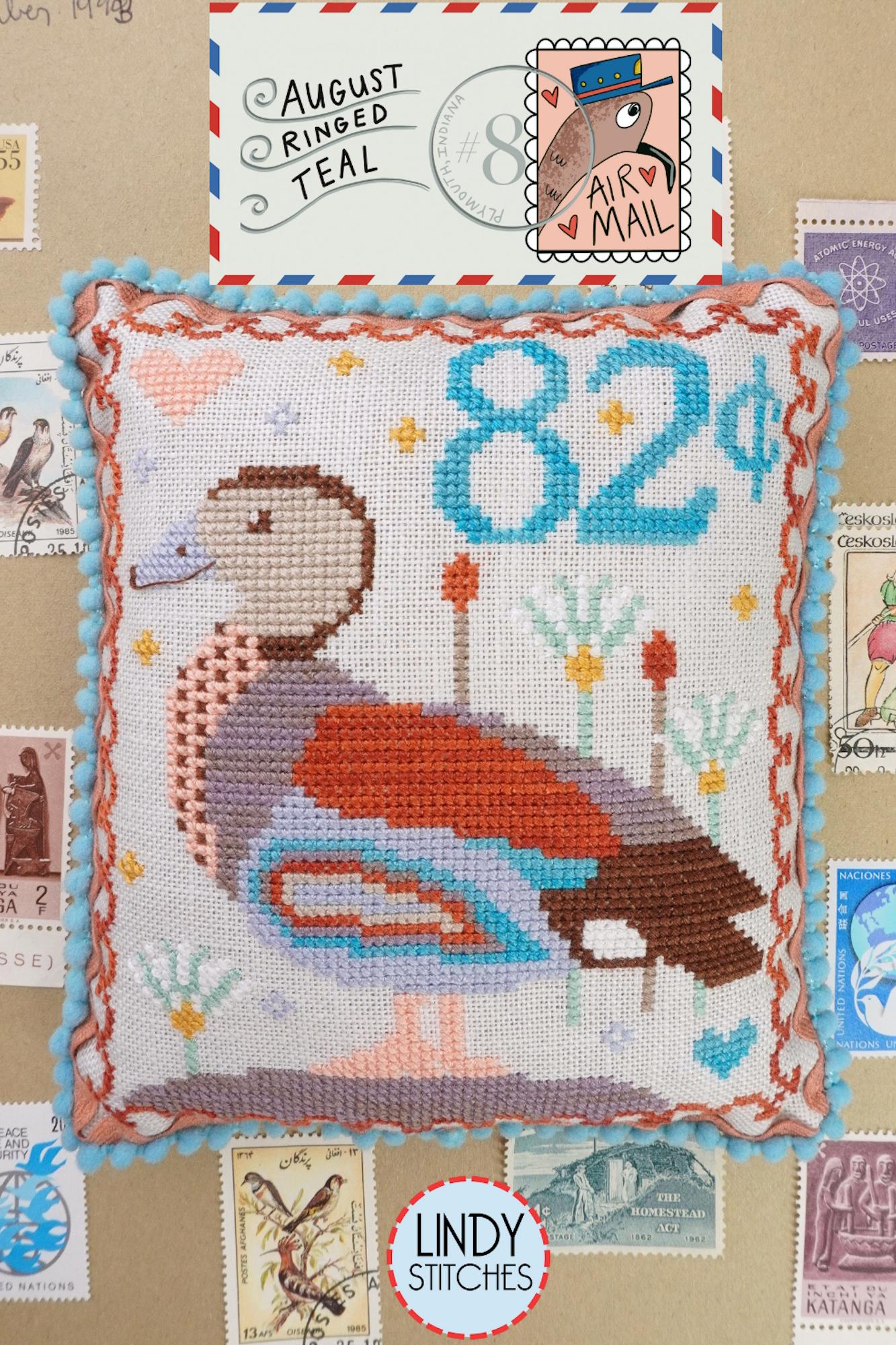 Air Mail August Ringed Teal by Lindy Stitches