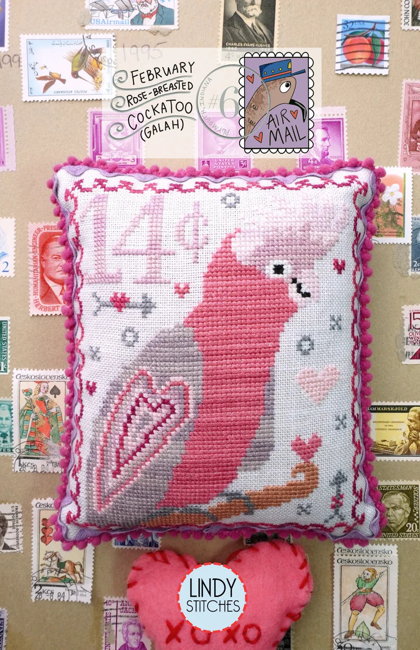 Air Mail February Rose-Breasted Cockatoo (Galah) by Lindy Stitches