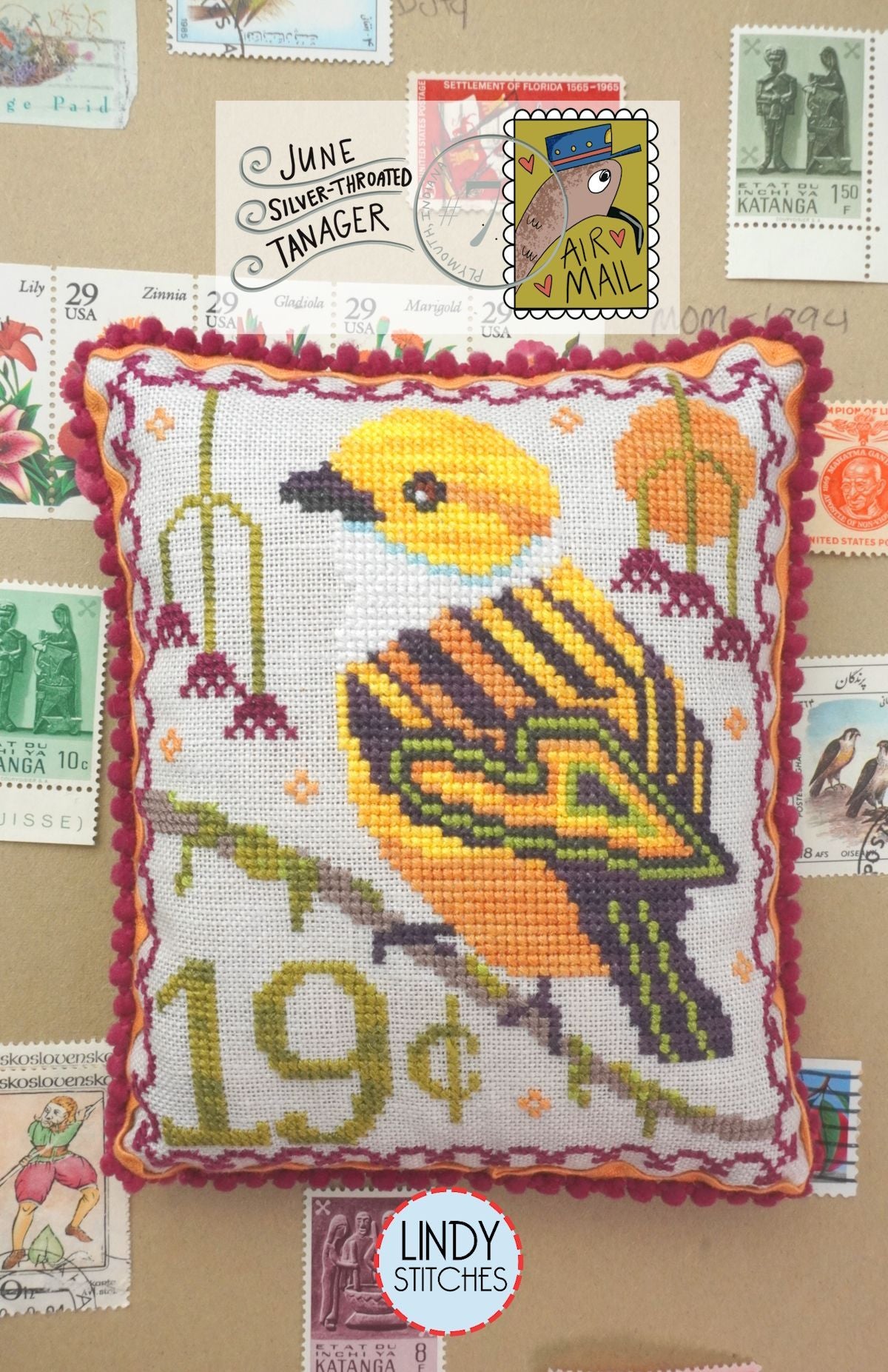 Air Mail June Silver-Throated Tanager by Lindy Stitches