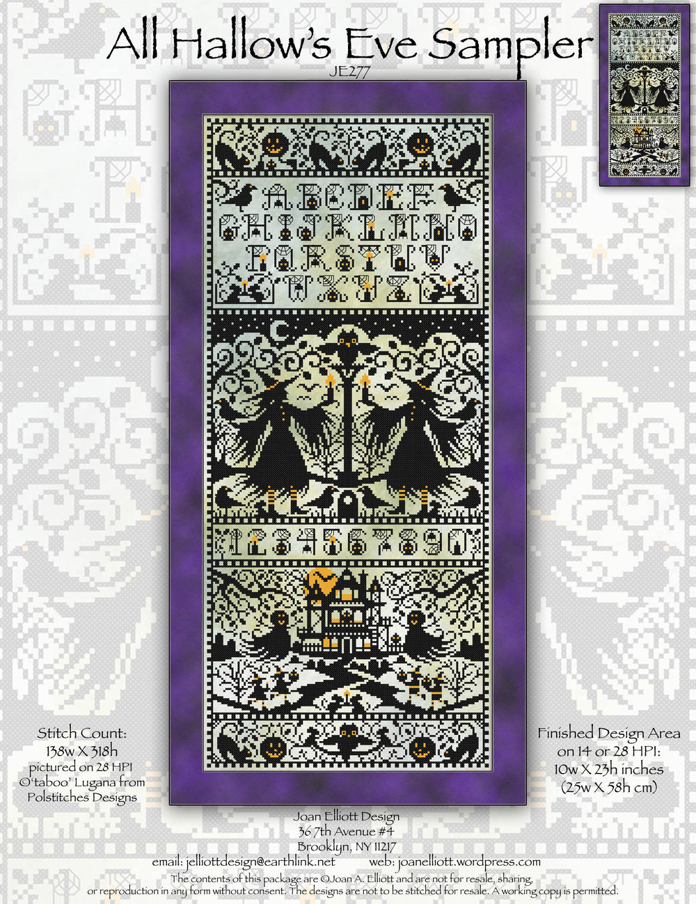 All Hallow's Eve Sampler by Joan Elliott Design