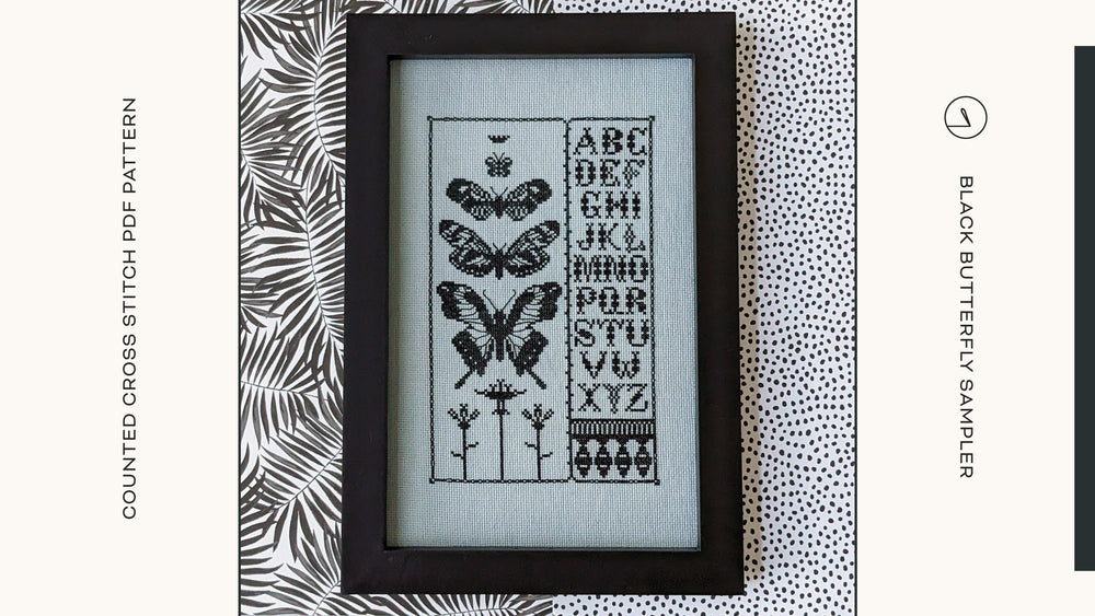 Black Butterfly Sampler by Shaded Stitchery
