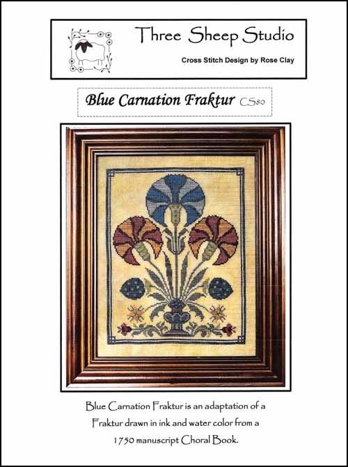 Blue Carnation Fraktur by Three Sheep Studio
