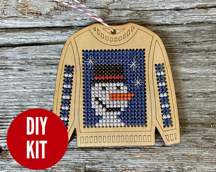 Cheerful Snowman Sweater Kit by Canadian Stitchery