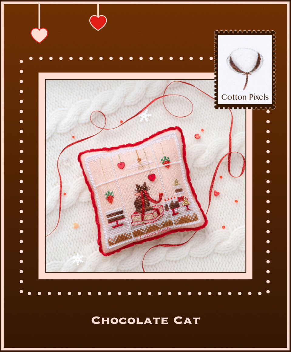Chocolate Cat - Cotton Pixels - Preorder - BeStitchMe