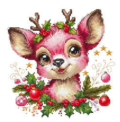 Christmas Pink Reindeer Needleminder by Les petites croix de Lucie