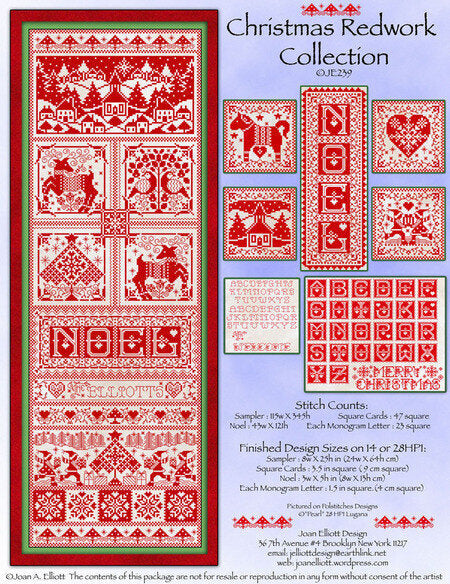 Christmas Redwork Collection by Joan Elliott Design