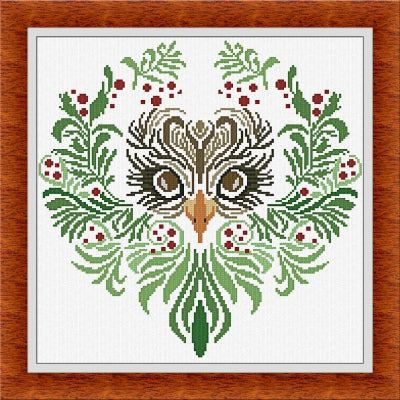 Damask and Owl by Alessandra Adelaide Needleworks