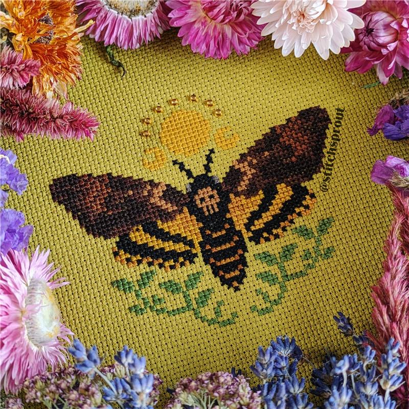 Death's-head Hawkmoth Sunrise by StitchSprout Cross Stitch