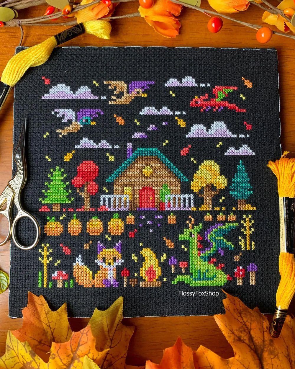 Enchanted Autumn Cabin by Flossy Fox Shop