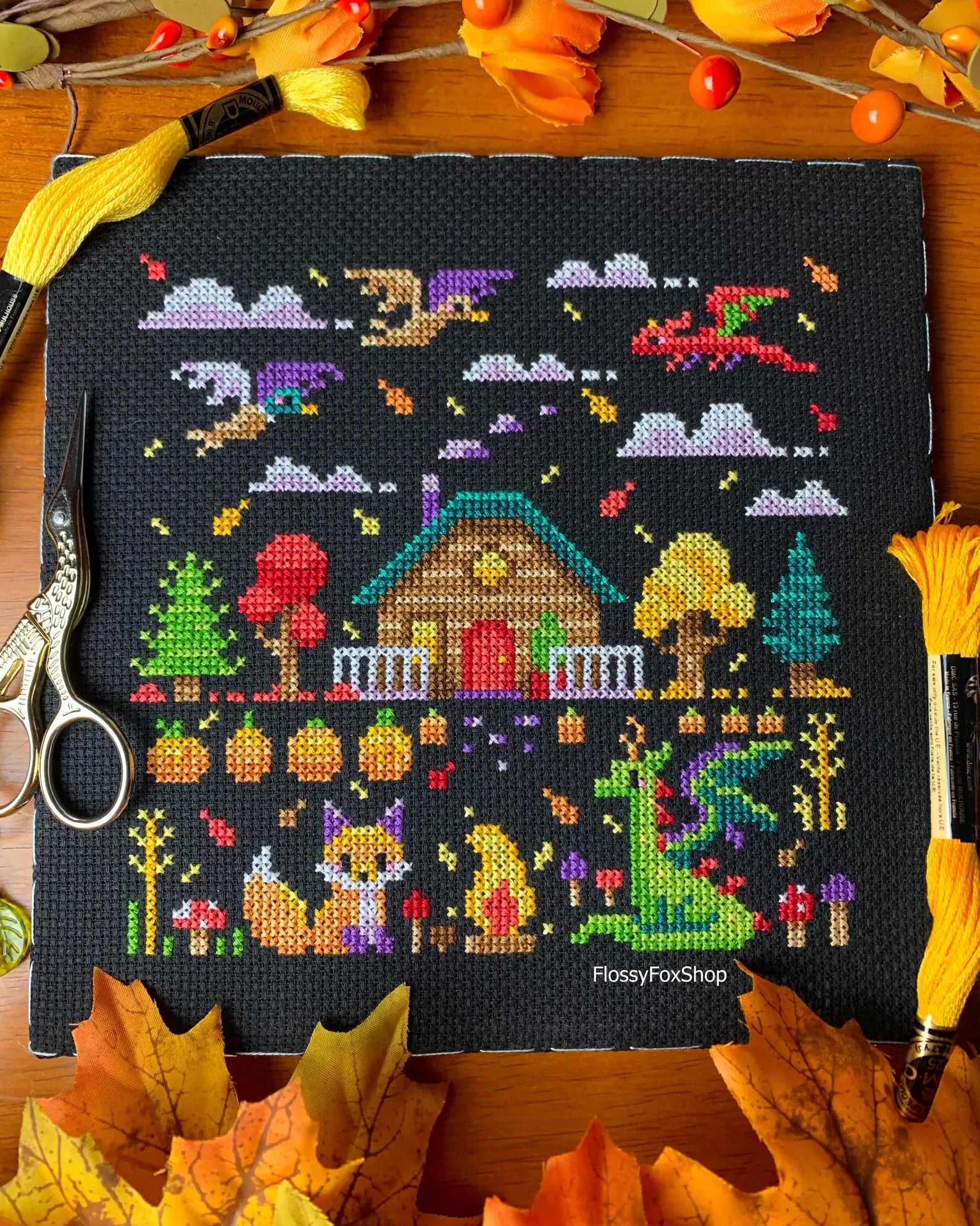 Enchanted Autumn Cabin by Flossy Fox Shop