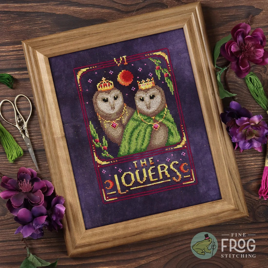 Feather Tarot: The Lovers by Fine Frog Stitching