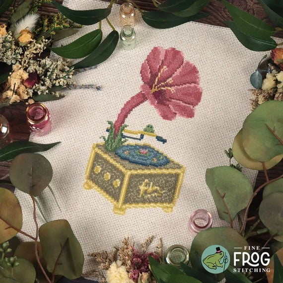 Floral Phonograph by Fine Frog Stitching