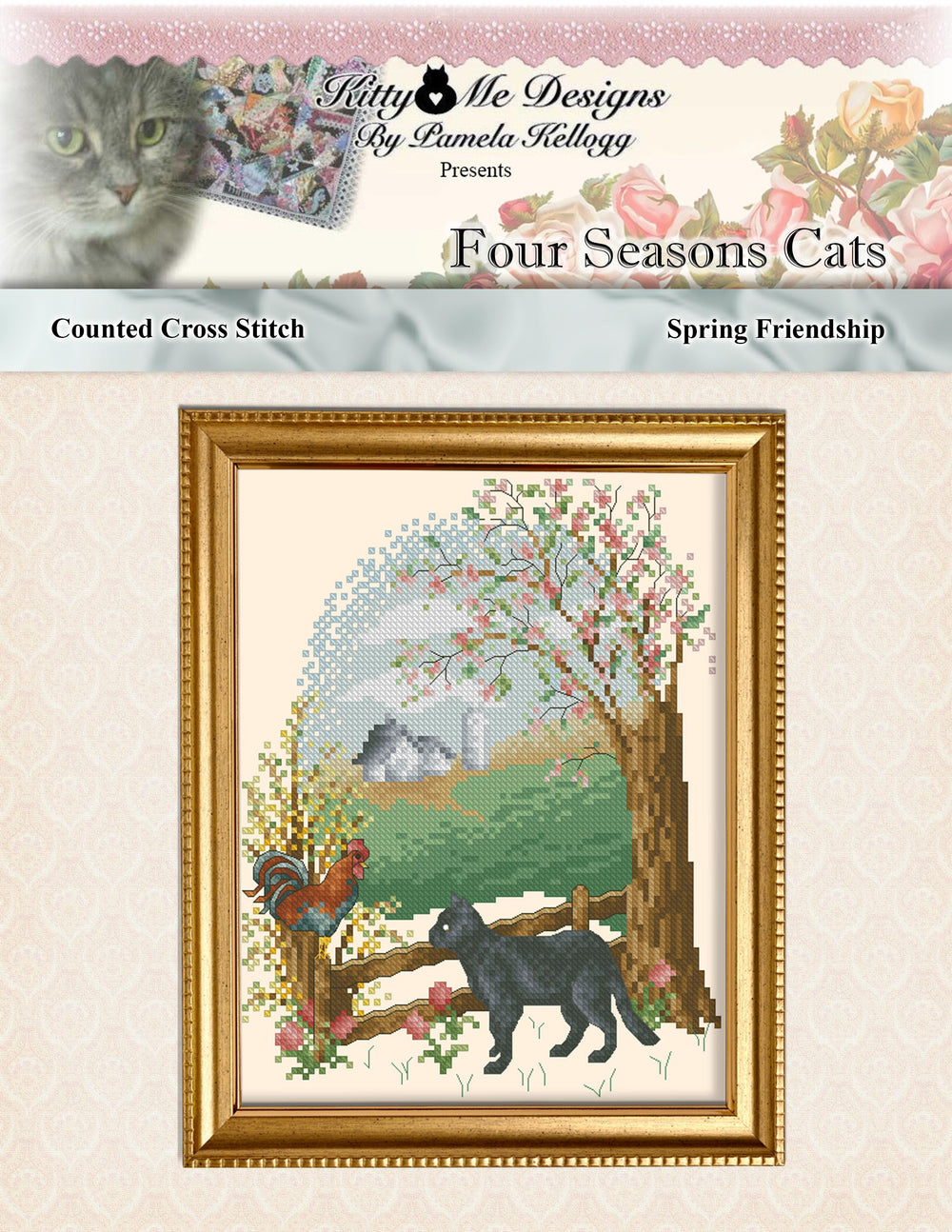 Four Seasons Cats Spring Friendship by Kitty and Me Designs