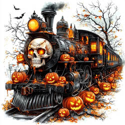 Halloween Train Needleminder by Les petites croix de Lucie