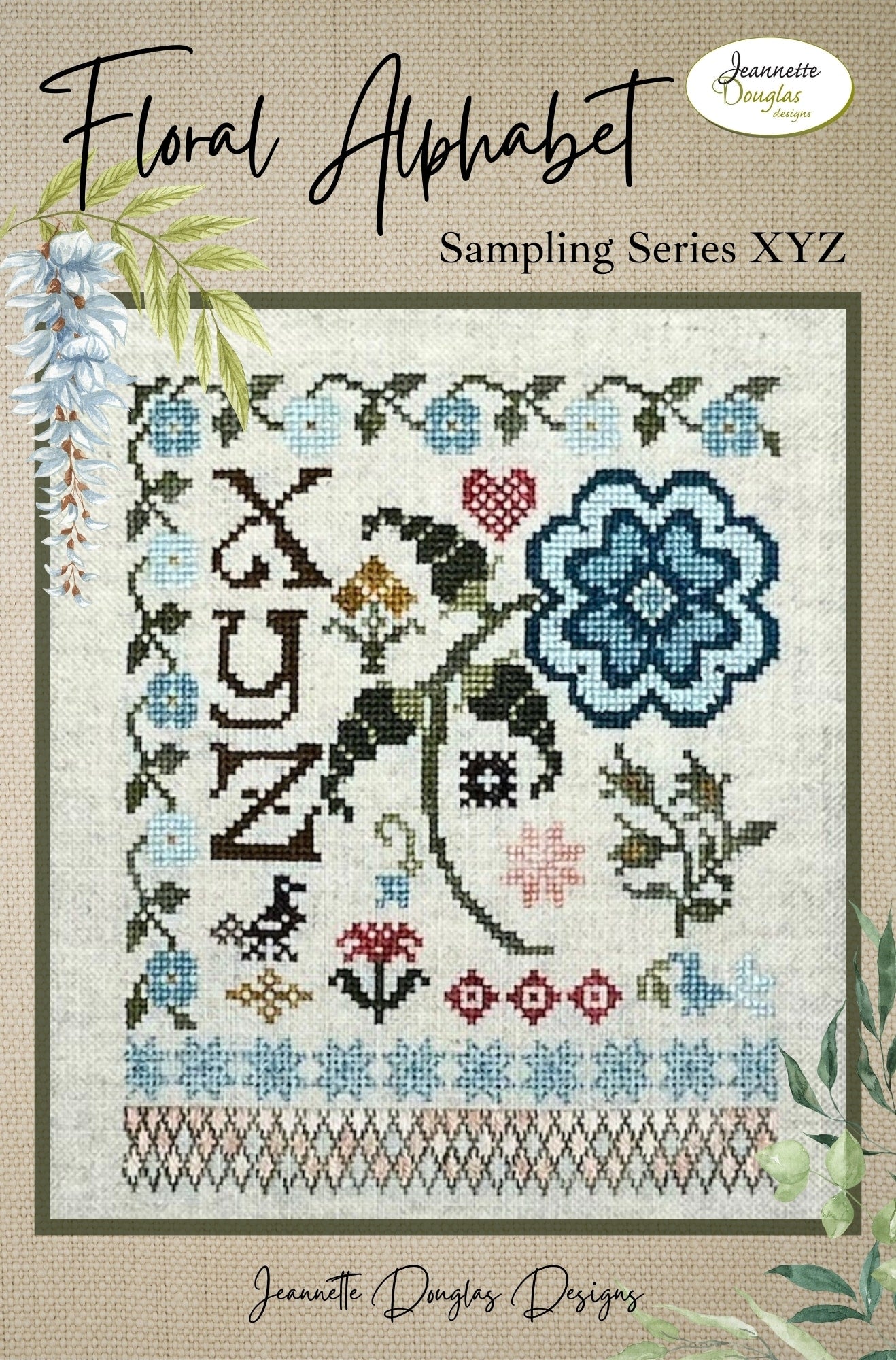 Floral Alphabet Sampling Series: XYZ - Jeannette Douglas Designs - Preorder - BeStitchMe