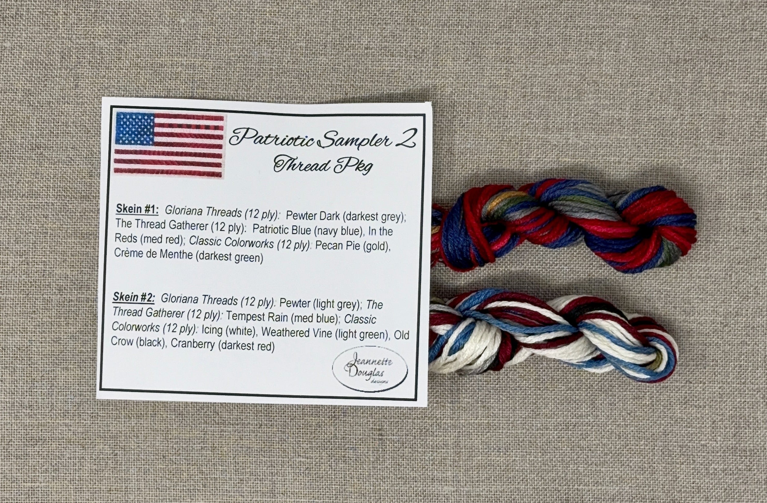 Patriotic Sampler 2 Thread Pack - Jeannette Douglas Designs - Preorder - BeStitchMe