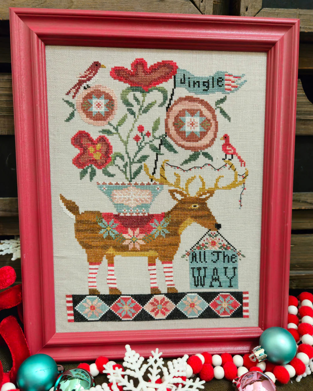 Jingle All The Way Deer by Quaint Rose Needlearts