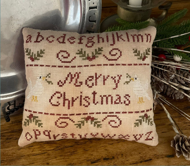 Merry Christmas Sampler Pillow by Mani di Donna