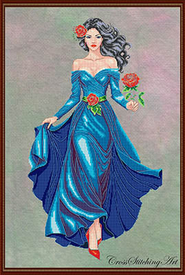 Mirabelle, The Midnight Rose by Cross Stitching Art Designs