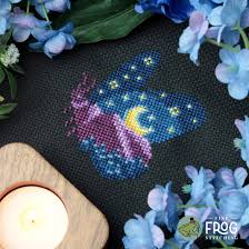 Mountain Moonrise Moth by Fine Frog Stitching