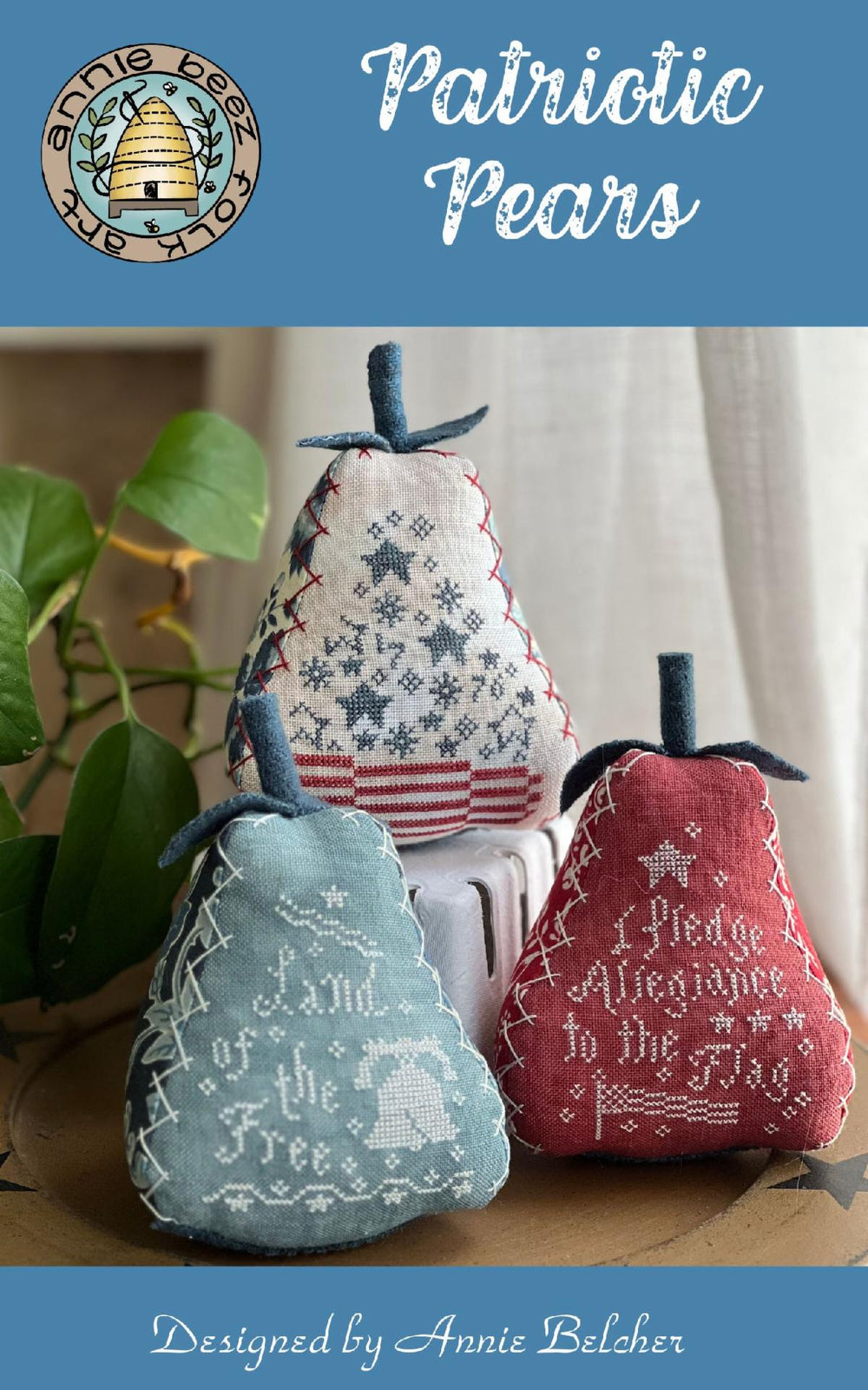 Patriotic Pears - Annie Beez Folk Art - Preorder - BeStitchMe