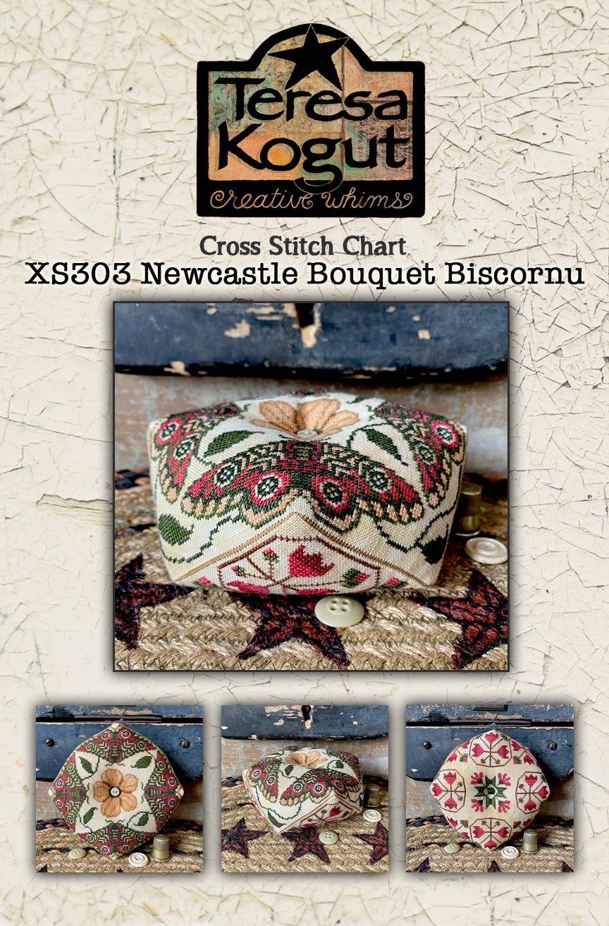 Newcastle Bouquet Biscornu by Teresa Kogut