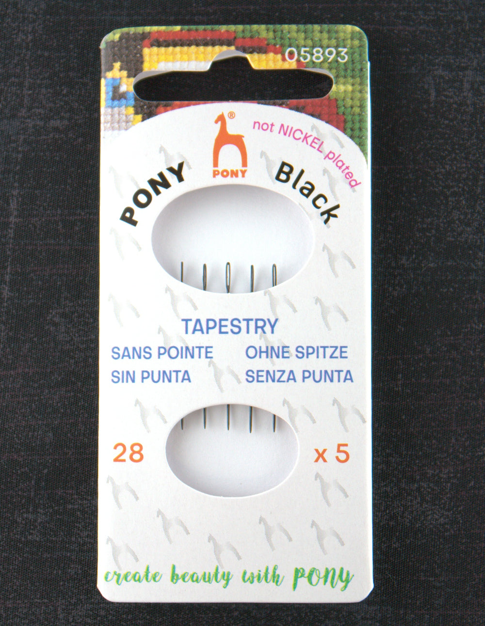 Pony Black Tapestry Needles Size 28