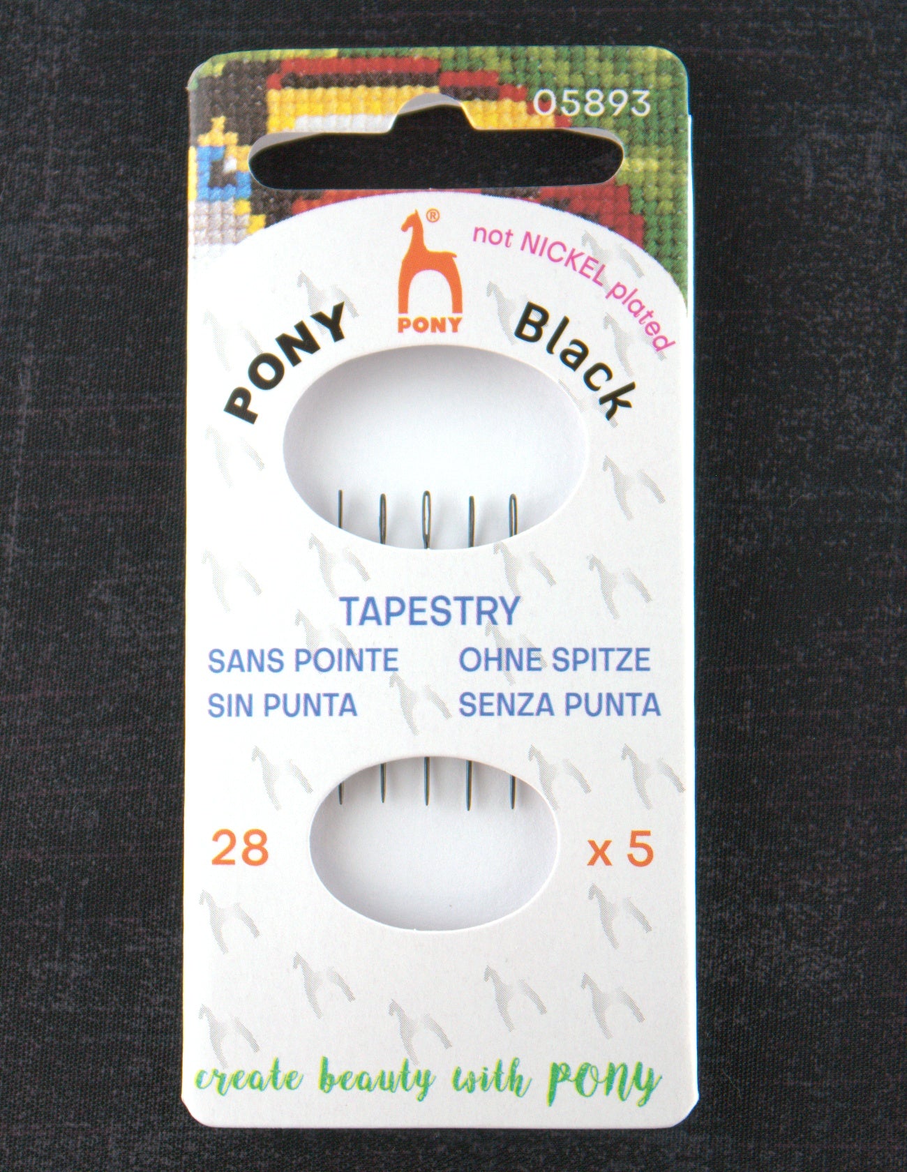 Pony Black Tapestry Needles Size 28