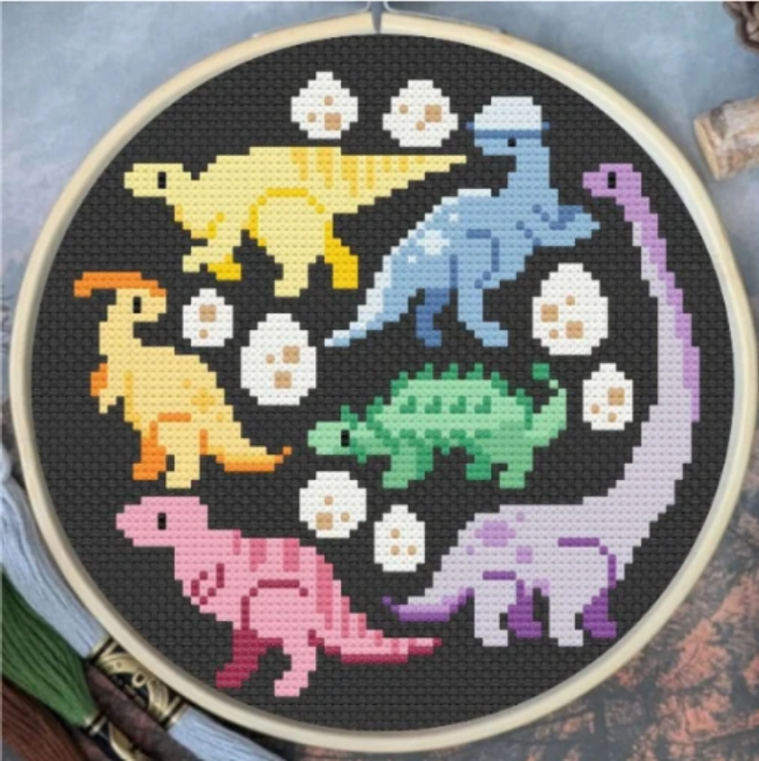 Pastel Dinosaurs by The Cozy DH Stitchery - Preorder