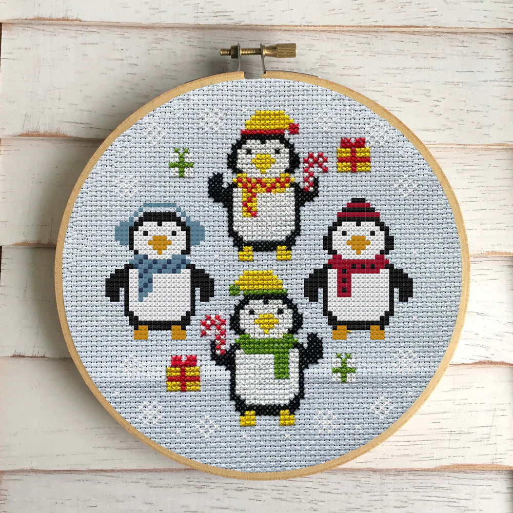 Penguin Party Cross Stitch Kit by Spot Colors