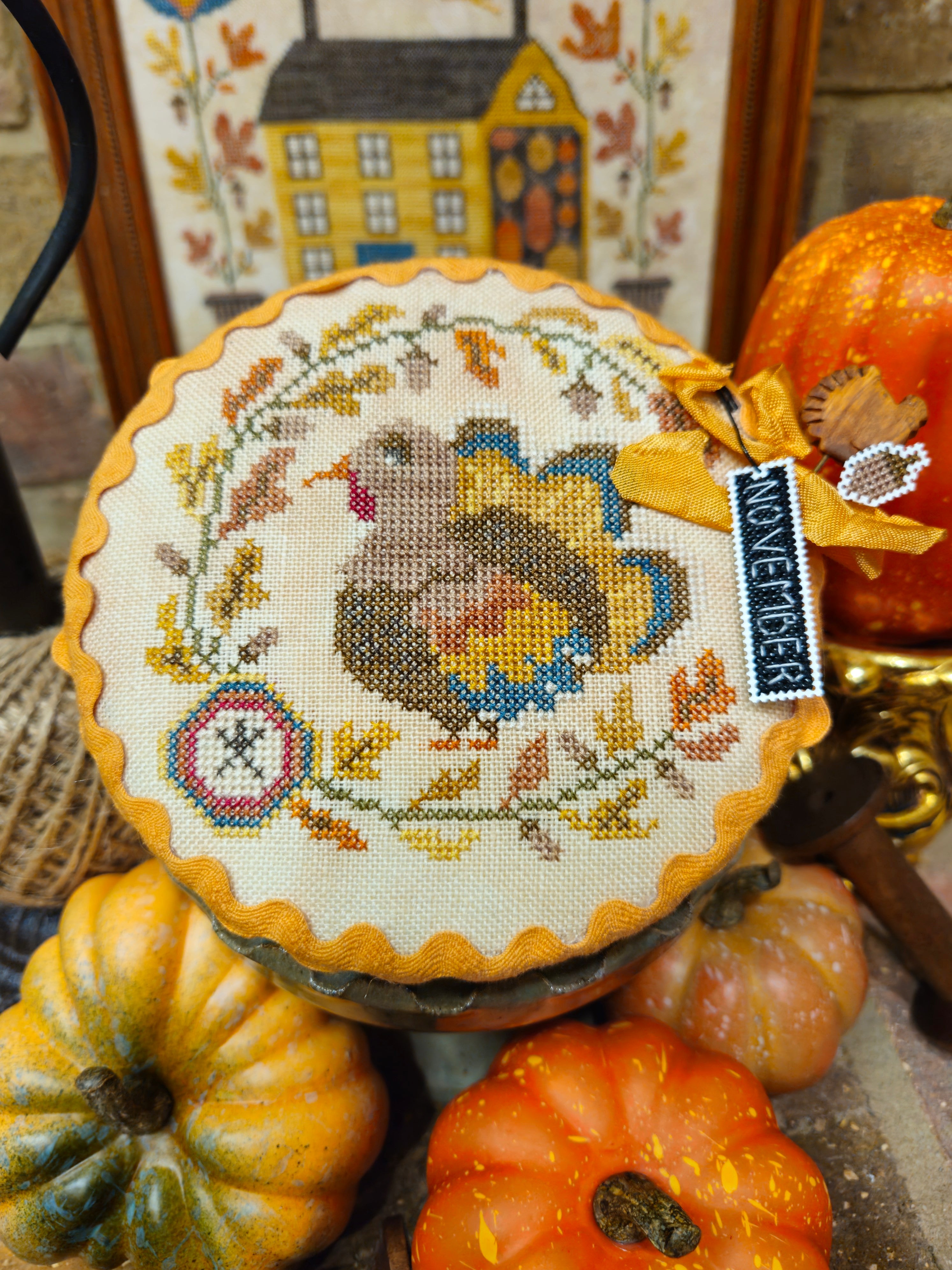 Pin Drum Shorties Month # 11 Turkey by Quaint Rose Needlearts - Preorder