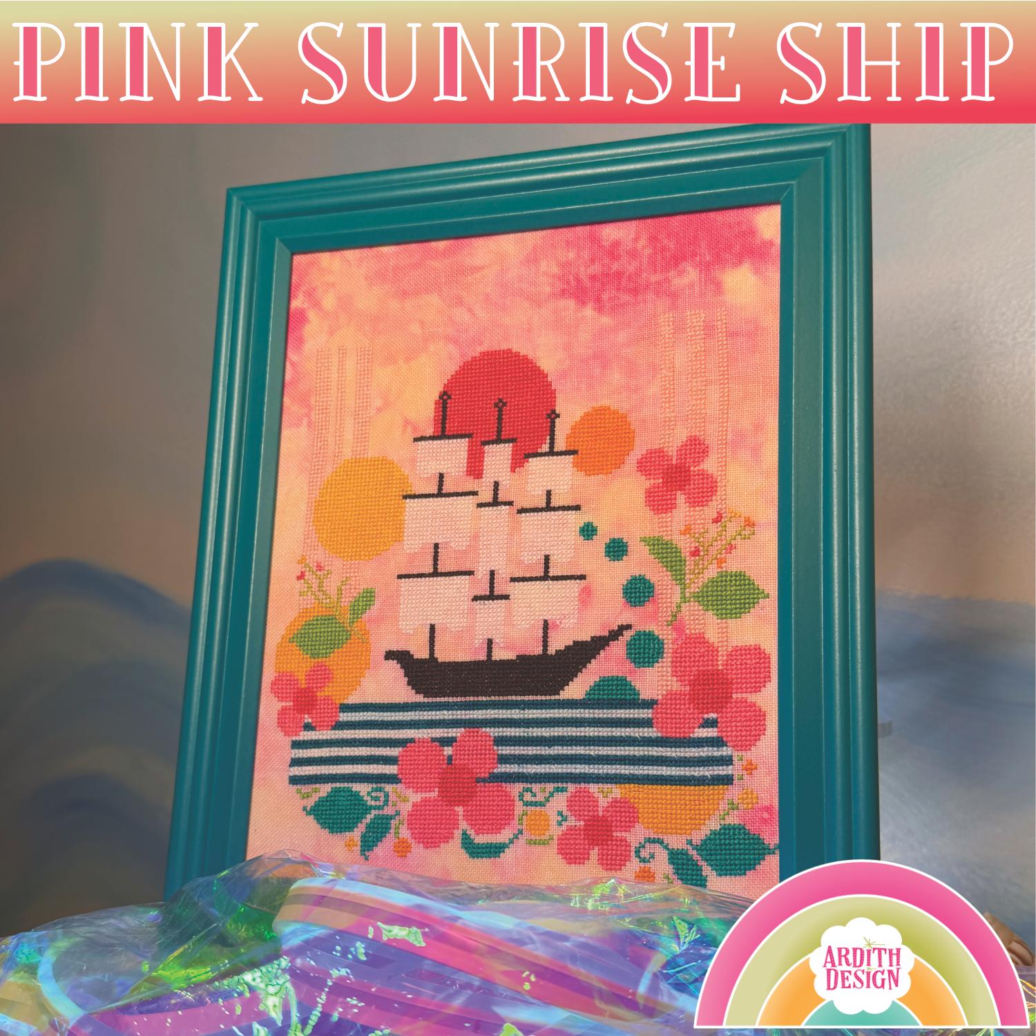 Pink Sunrise Ship - Ardith Design - Preorder - BeStitchMe
