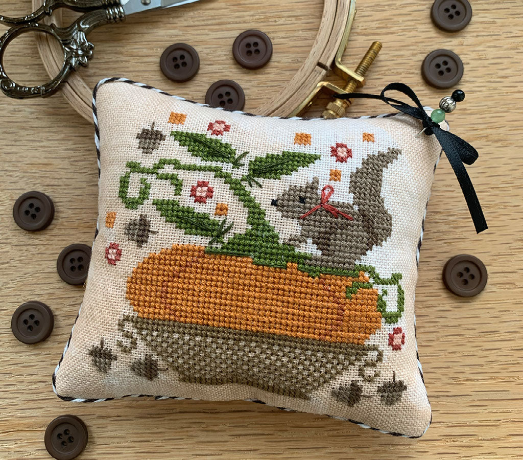 Pumpkin Basket Pinkeep by Stitches by Ethel - Preorder