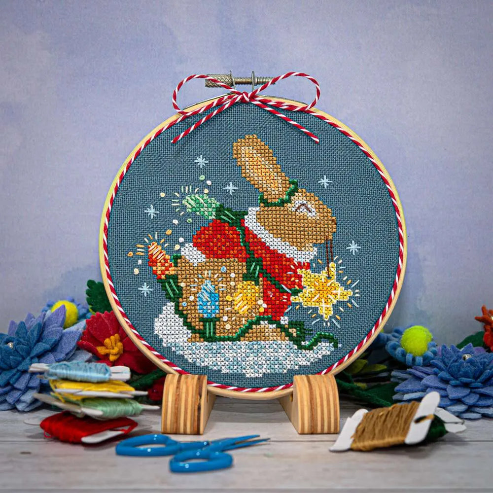 Rabbit's Bright Winter Night Ornament by Counting Puddles