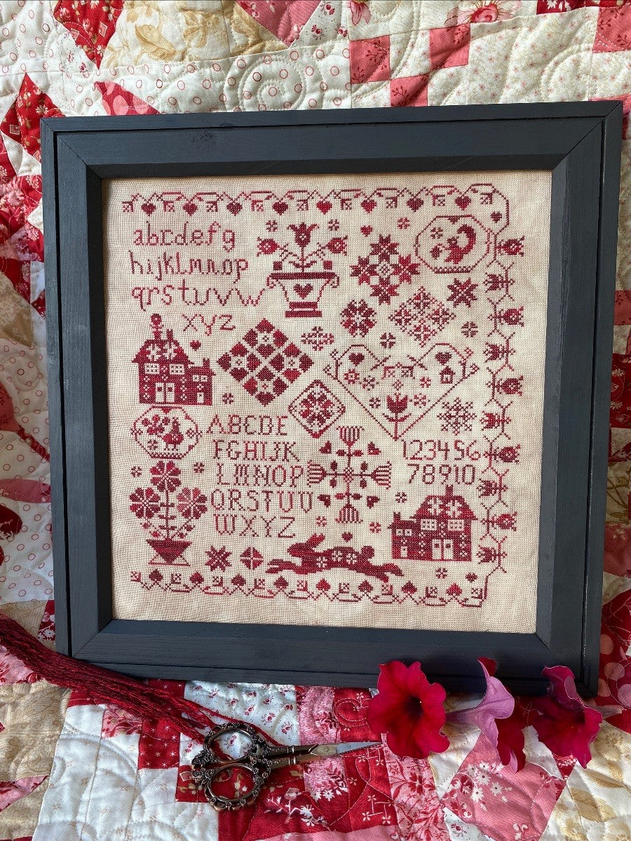 Red Bunny Sampler by Pansy Patch and Quilts Stitchery