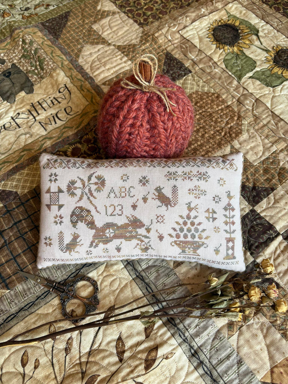 Sassy Squirrel Pinkeep by Pansy Patch Quilts and Stitchery - Preorder