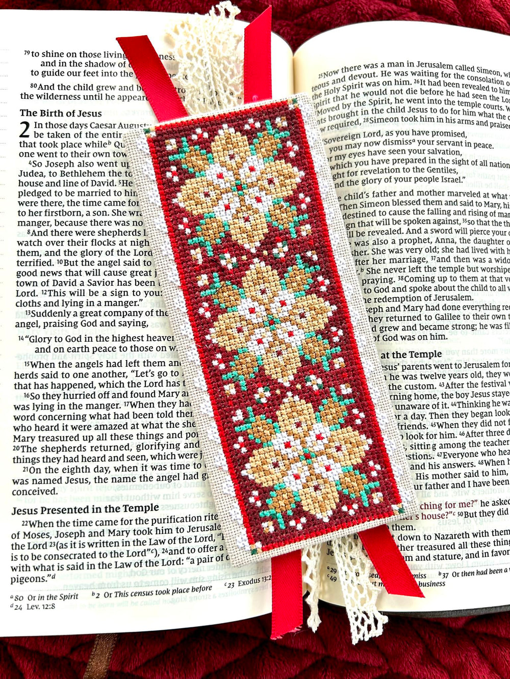 Christmas Tapestry Bookmark by Sweet Wing Studio