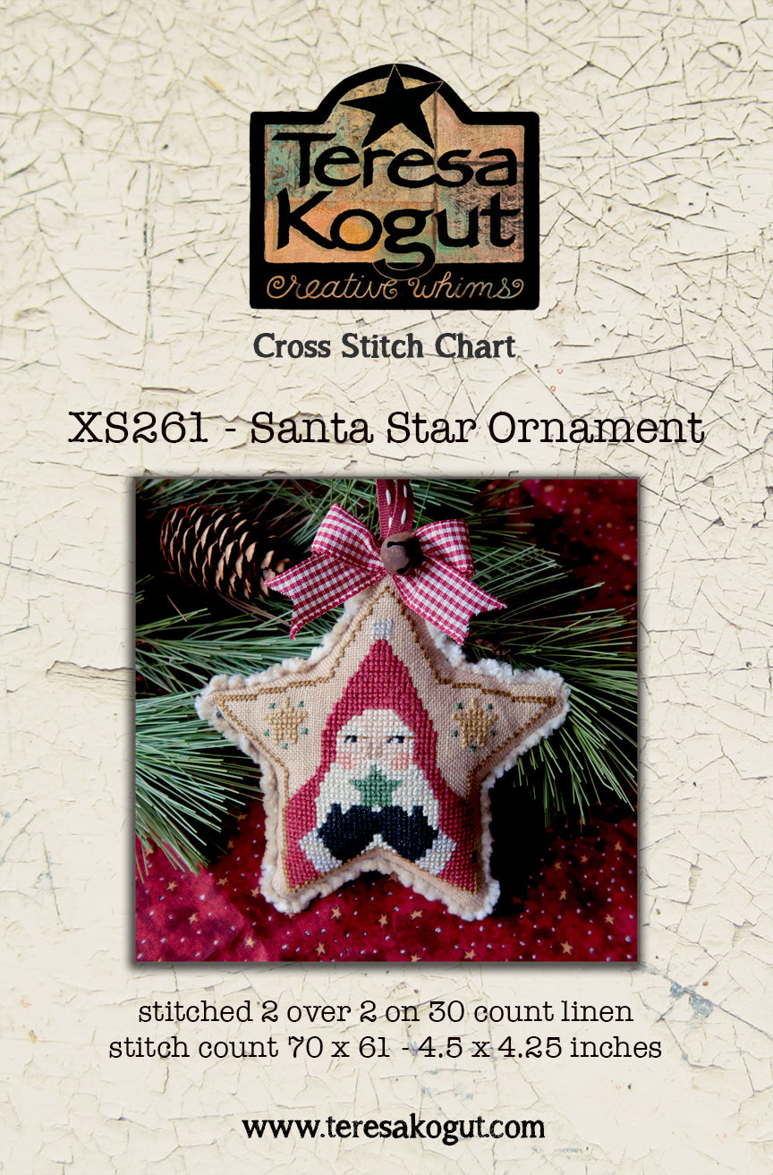 Santa Star Ornament by Teresa Kogut