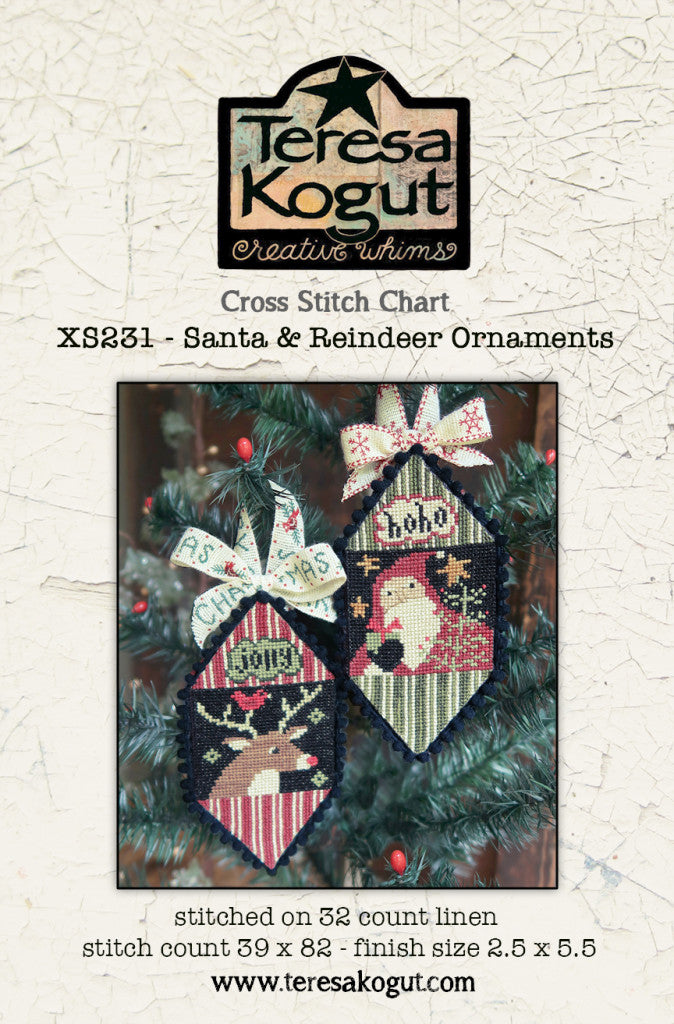 Santa & Reindeer Ornaments by Teresa Kogut