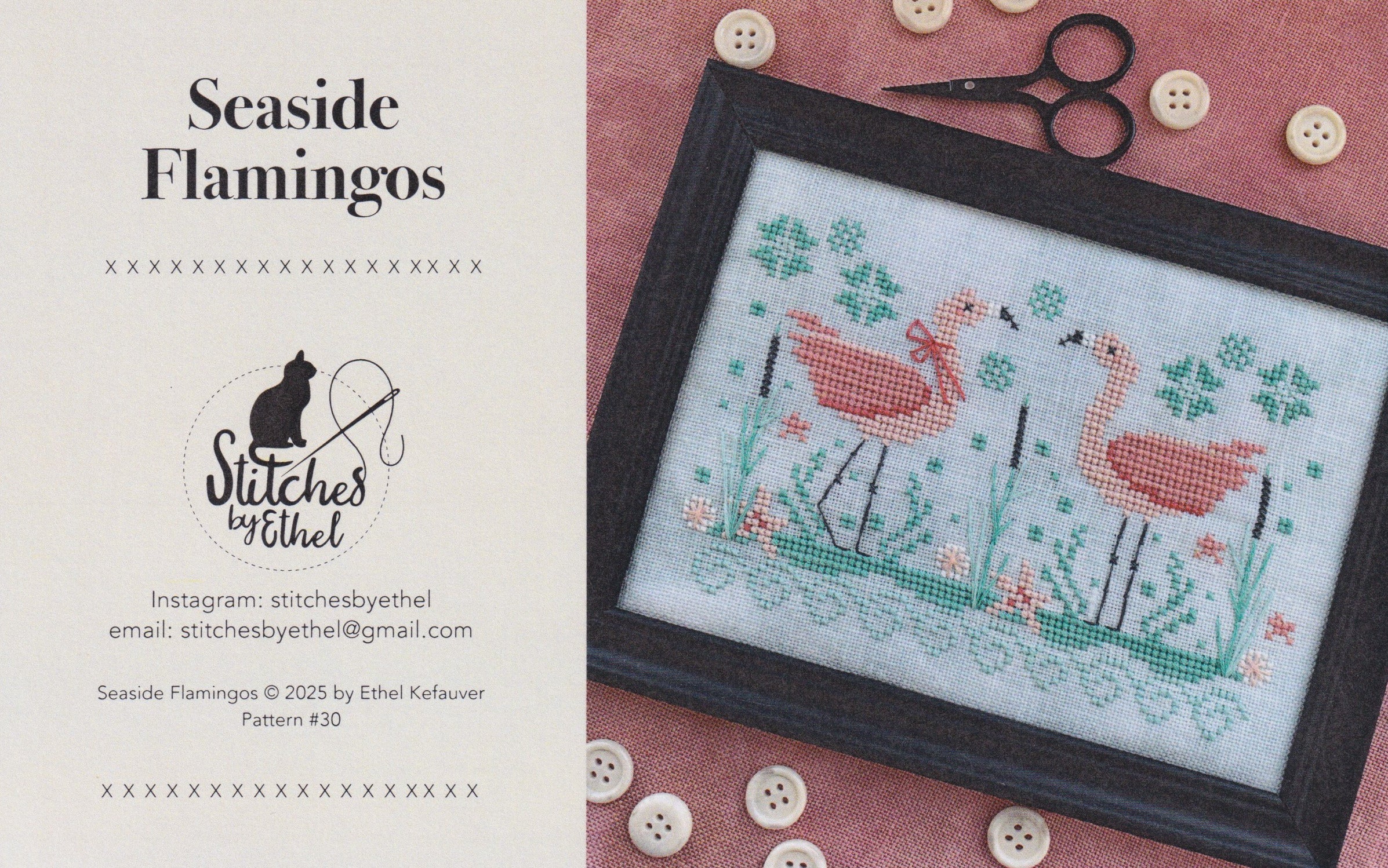 Seaside Flamingos by Stitches by Ethel