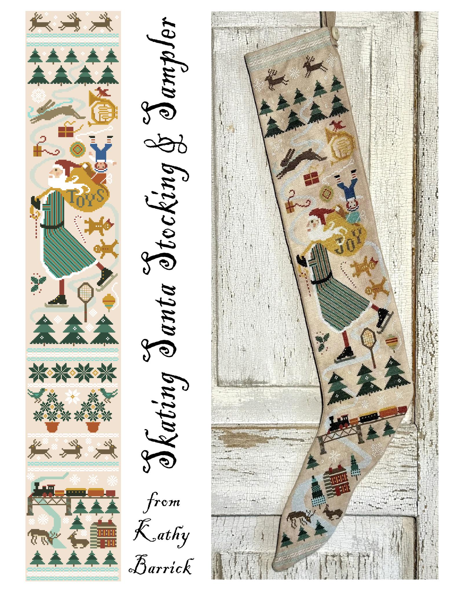 Skating Santa Stocking and Sampler - Kathy Barrick - Preorder - BeStitchMe