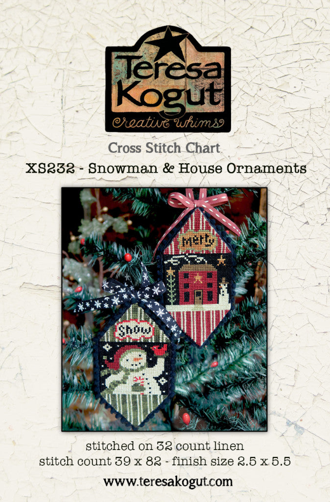 Snowman & House Ornaments by Teresa Kogut