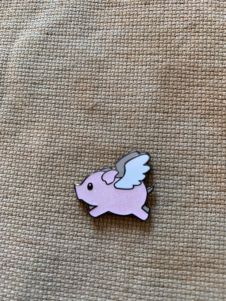 Sparkly Flying Pig Needle Minder by Rebel Stitcher Designs