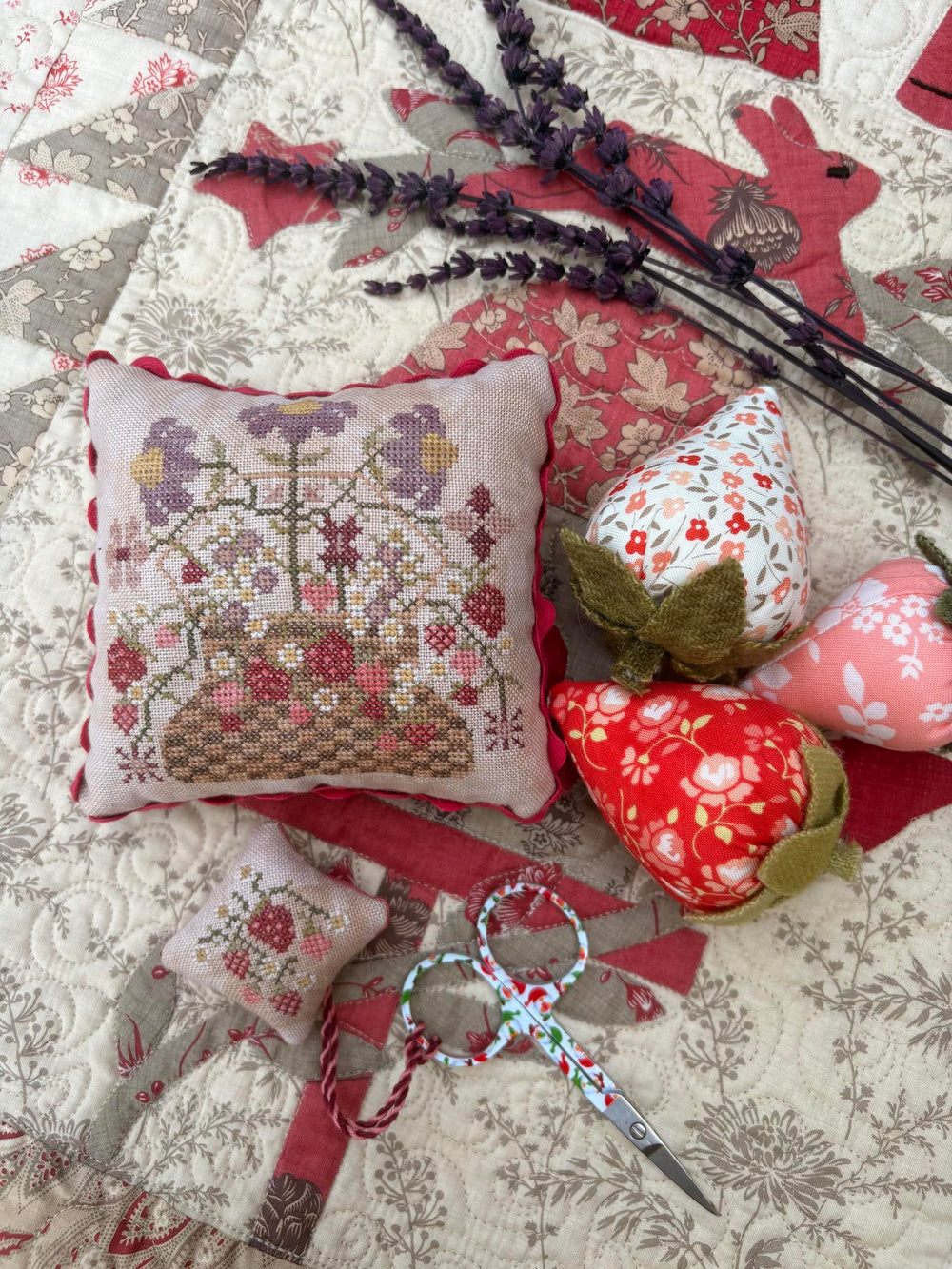 Strawberry Basket Pinkeep by Pansy Patch Quilts and Stitchery