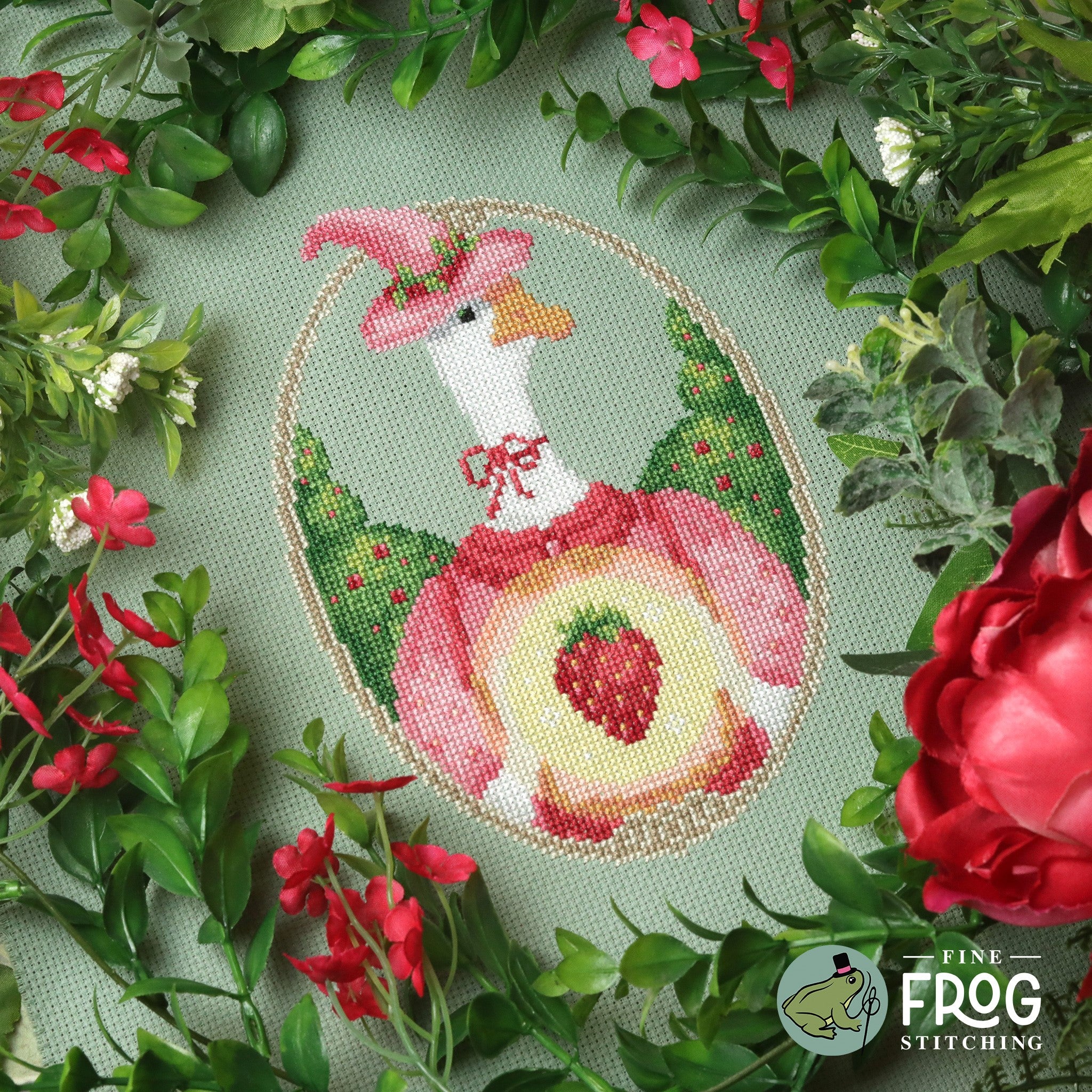 Strawberry Goose Witch by Fine Frog Stitching
