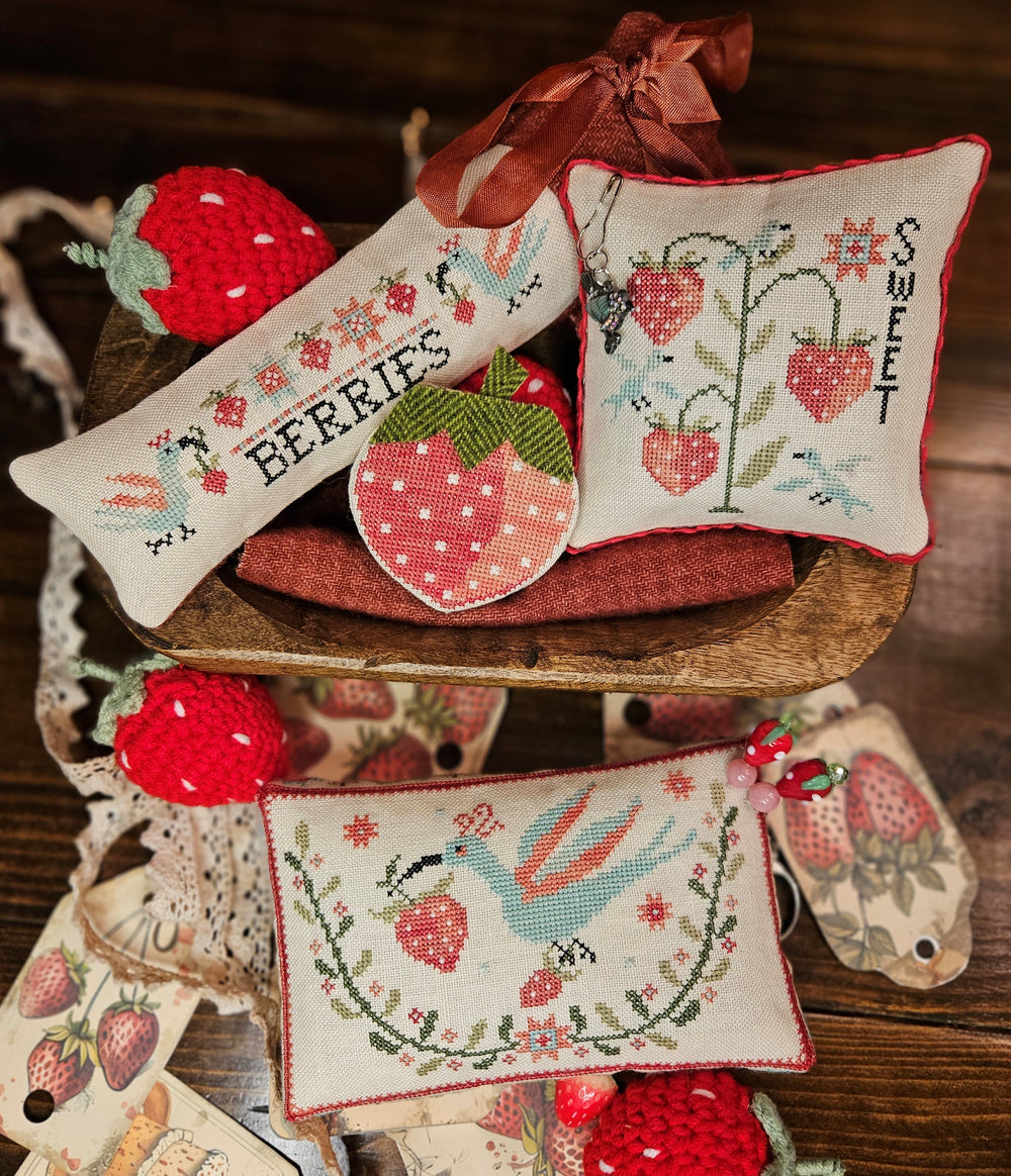 Strawberry Thieves Pin Keeps by Quaint Rose NeedleArts