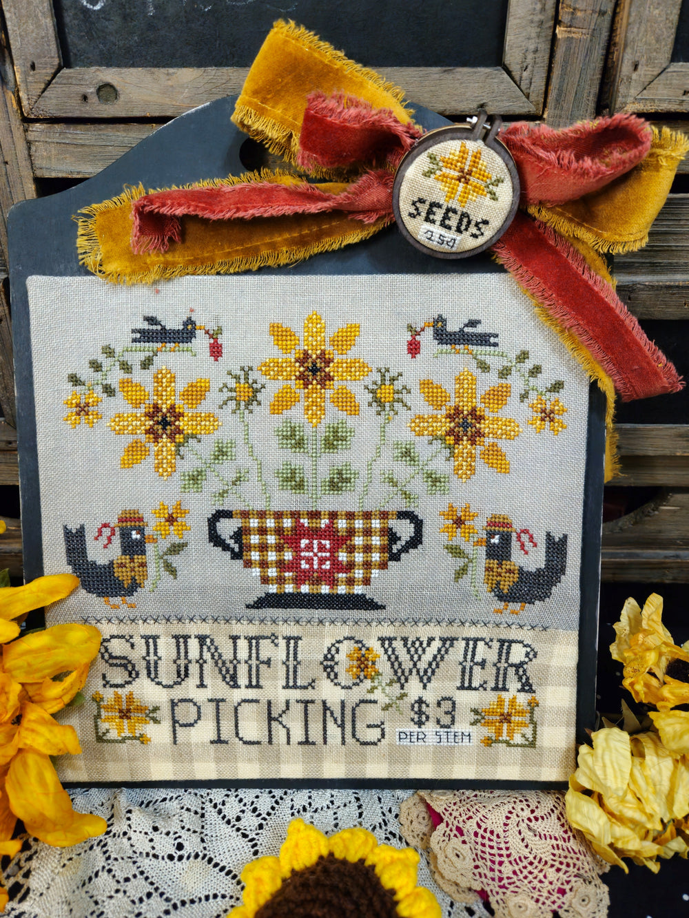 Sunflower Picking by Quaint Rose Needlearts